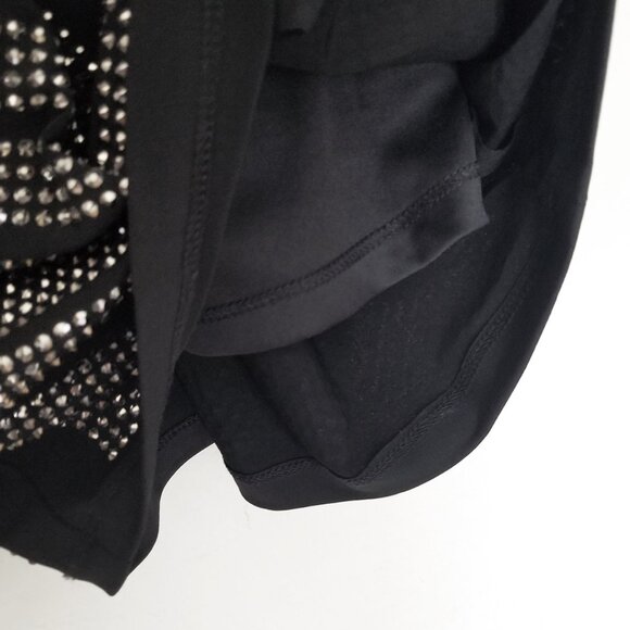 Carmen Marc Valvo Black Sparkly Rhinestone Stud Bodycon Dress S $118 Stretchy - Picture 6 of 13